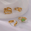 Ring Stainless Steel Imitation Pearl 8Shaped Double Layer Gourd Open Finger Electroplating Women's