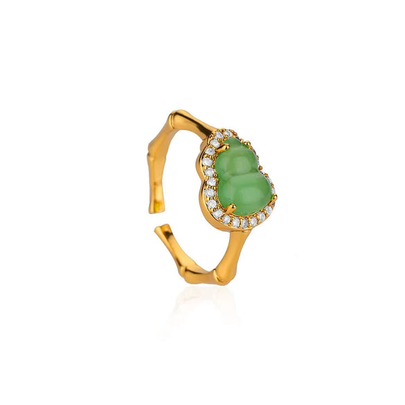 Ring Stainless Steel Imitation Pearl 8Shaped Double Layer Gourd Open Finger Electroplating Women's