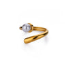 Ring Stainless Steel Imitation Pearl 8Shaped Double Layer Gourd Open Finger Electroplating Women's
