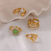 Ring Stainless Steel Imitation Pearl 8Shaped Double Layer Gourd Open Finger Electroplating Women's