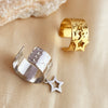 Ring Stainless Steel 18K Gold Plated Heart Geometric Opening Unisex Electroplated