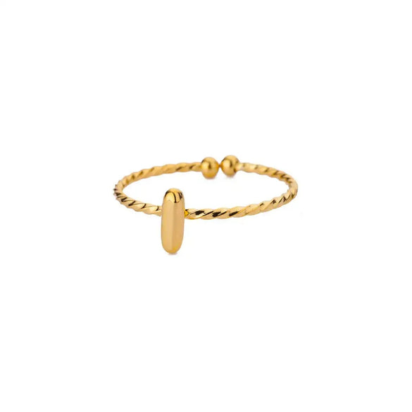 Ring Stainless Steel 18K Gold Plated Letter Open Unisex Electroplated