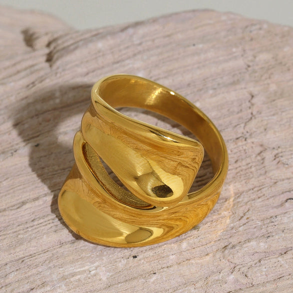 Ring Stainless Steel Light Luxury Geometric Electroplated