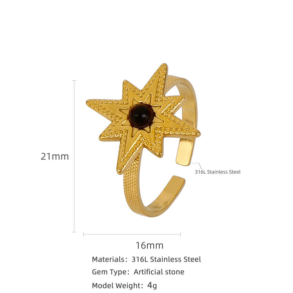 Ring Stainless Steel Natural Turquoise Electroplating Stellar Fashion Charm Women