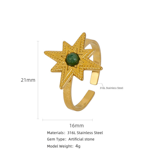 Ring Stainless Steel Natural Turquoise Electroplating Stellar Fashion Charm Women