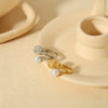 Ring Stainless Steel Pearl Lava French Retro Geometric Electroplating Open Women's