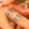 Ring Stainless Steel Real Gold Plated Geometric Water Drop Zircon Open Doublelayer Specialshaped