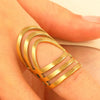 Ring Stainless Steel Real Gold Plated Geometric Water Drop Zircon Open Doublelayer Specialshaped