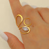 Ring Stainless Steel Real Gold Plated Geometric Water Drop Zircon Open Doublelayer Specialshaped