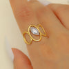 Ring Stainless Steel Real Gold Plated Geometric Water Drop Zircon Open Doublelayer Specialshaped