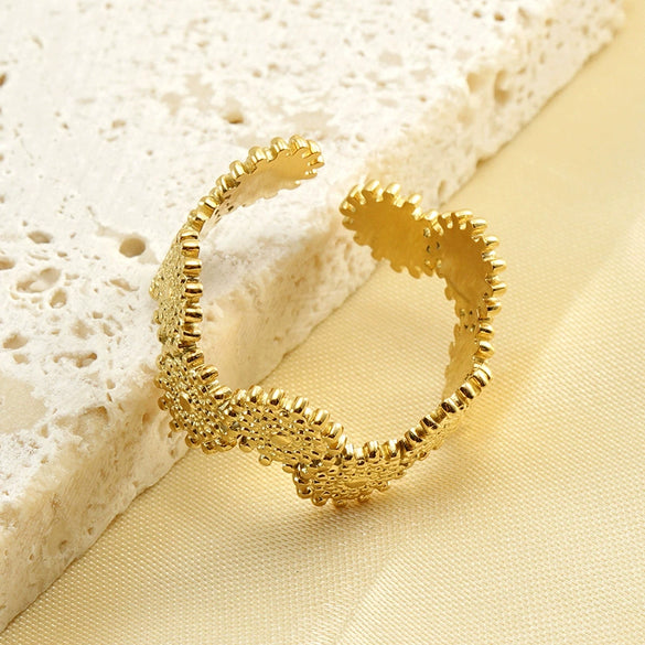 Ring 316L Stainless Steel Retro Geometric Electroplating Women's