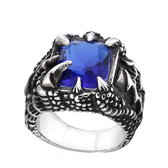 Ring Stainless Steel Ruby Dragon Claw Personality Animals Oil Design