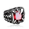 Ring Stainless Steel Ruby Dragon Claw Personality Animals Oil Design