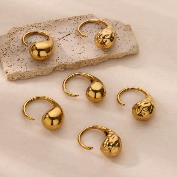 Ring Stainless Steel Water Drop Shape Geometric Electroplating Women