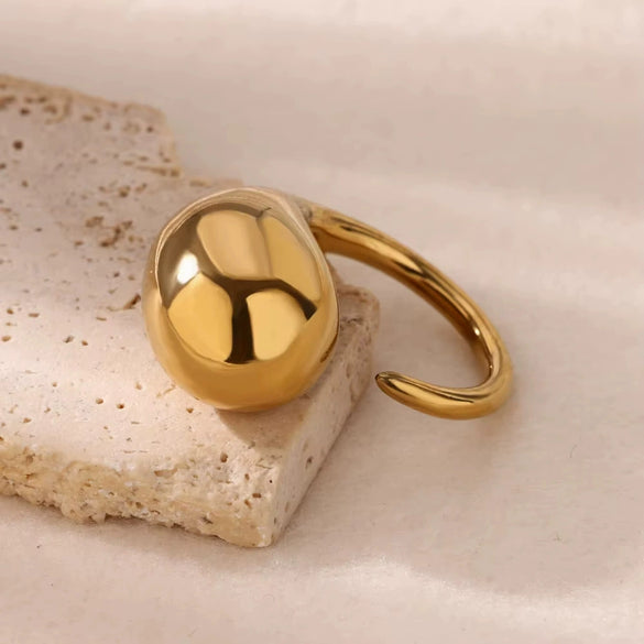 Ring Stainless Steel Water Drop Shape Geometric Electroplating Women