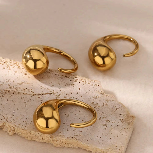 Ring Stainless Steel Water Drop Shape Geometric Electroplating Women
