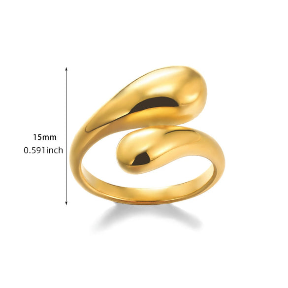 Ring Stainless Steel Water Drop Shape Geometric Electroplating Women