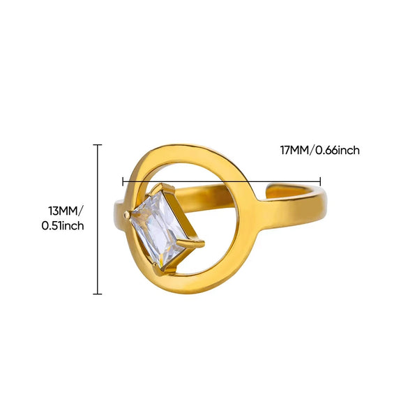 Ring Stainless Steel Zircon Electroplated For Women