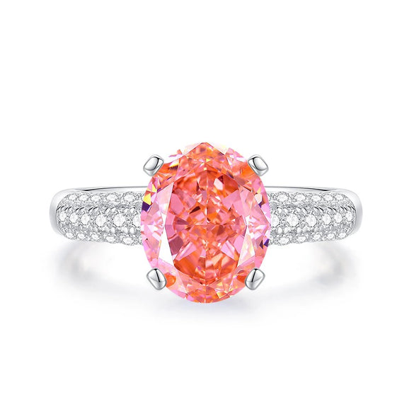 Ring 925 Sterling Silver Pigeon Egg Shape Geometric Style High Carbon Diamond Ice Flower Cut