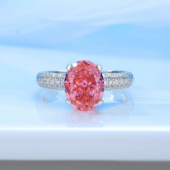 Ring 925 Sterling Silver Pigeon Egg Shape Geometric Style High Carbon Diamond Ice Flower Cut