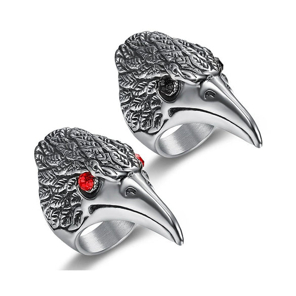 Ring Titanium Steel Animal Eagle Head Personality Style With Letters Numbers Text Apply Oil