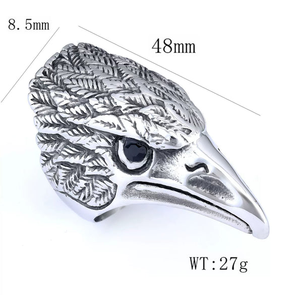 Ring Titanium Steel Animal Eagle Head Personality Style With Letters Numbers Text Apply Oil