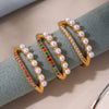 Ring 316L Stainless Steel Double Layer 5A Zircon Viscose Drill Side Opening Adjustment Geometric Style 18K Gold Plated