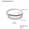Ring 316L Stainless Steel Double Layer 5A Zircon Viscose Drill Side Opening Adjustment Geometric Style 18K Gold Plated