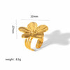Ring Titanium Steel Flower Leaves Geometric Electroplated Highend Jewelry