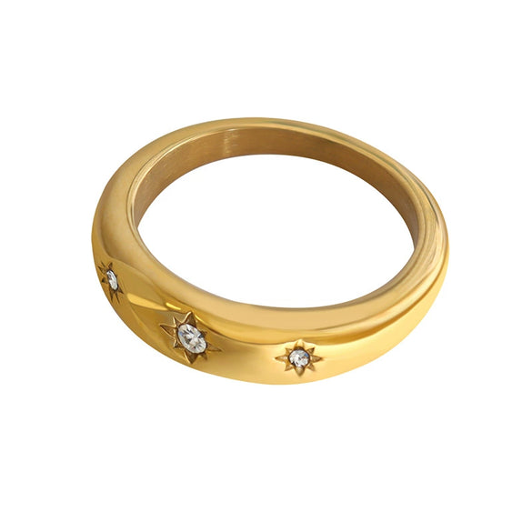 Ring 316L Stainless Steel Geometric Electroplated Inlaid Zircon Fashion Jewelry