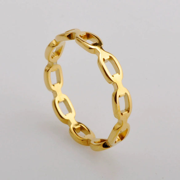 Ring Titanium Steel Geometric Hollow Square Electroplated 18K Gold Women's Natural Style