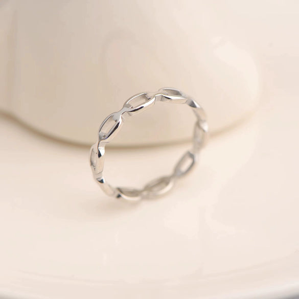 Ring Titanium Steel Geometric Hollow Square Electroplated 18K Gold Women's Natural Style