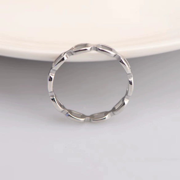 Ring Titanium Steel Geometric Hollow Square Electroplated 18K Gold Women's Natural Style