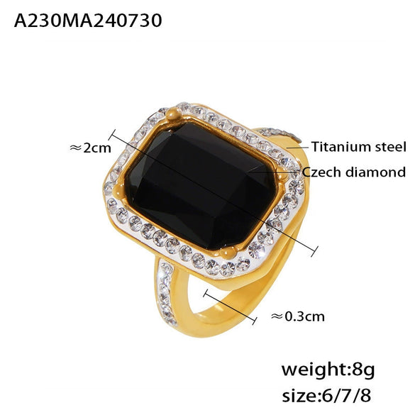 Ring 316L Stainless Steel Geometric Light Luxury Electroplated