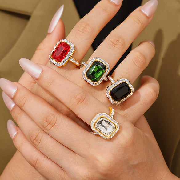 Ring 316L Stainless Steel Geometric Light Luxury Electroplated