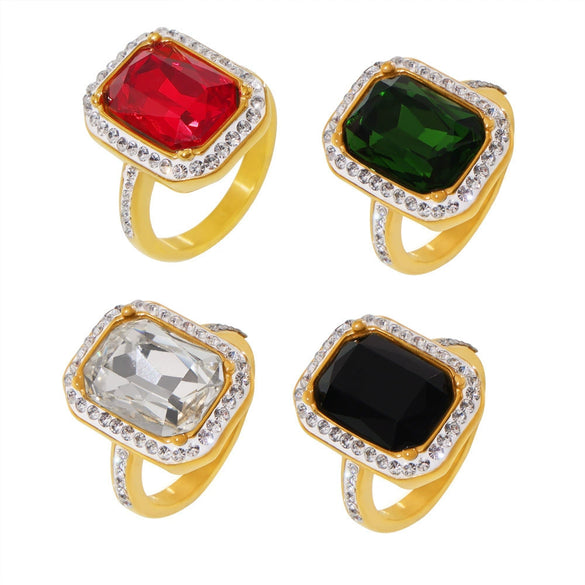 Ring 316L Stainless Steel Geometric Light Luxury Electroplated