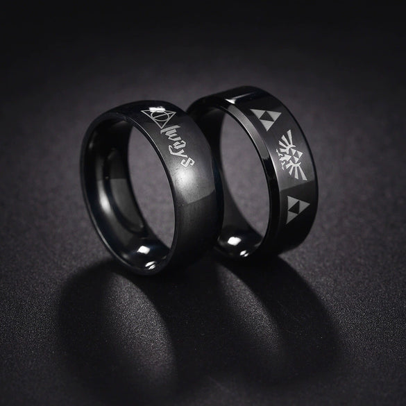 Ring Titanium Steel Geometric Pattern Electroplating