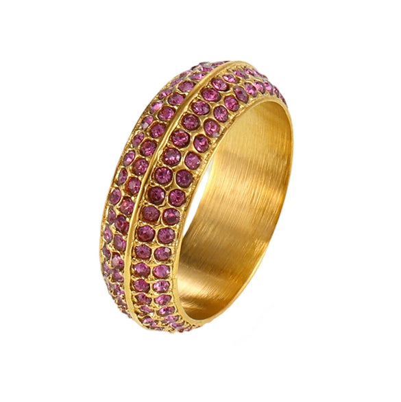 Ring Titanium Steel Geometric Style 5A Zircon Inlaid Electroplating