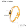 Ring Titanium Steel Glass Geometric Electroplated Women's