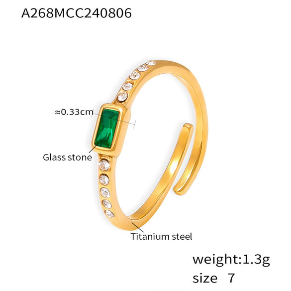 Ring Titanium Steel Glass Geometric Electroplated Women's