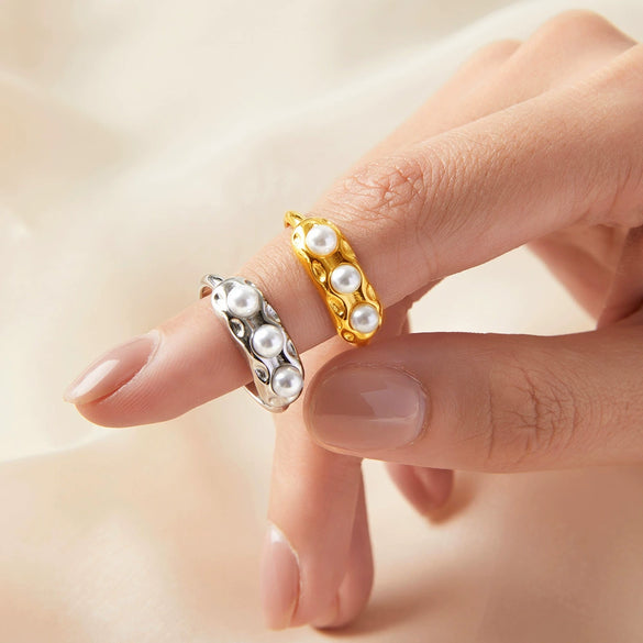 Ring 316L Stainless Steel Gold Plated Geometric Design Fashion Casual