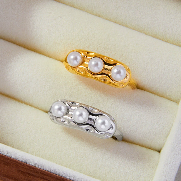 Ring 316L Stainless Steel Gold Plated Geometric Design Fashion Casual