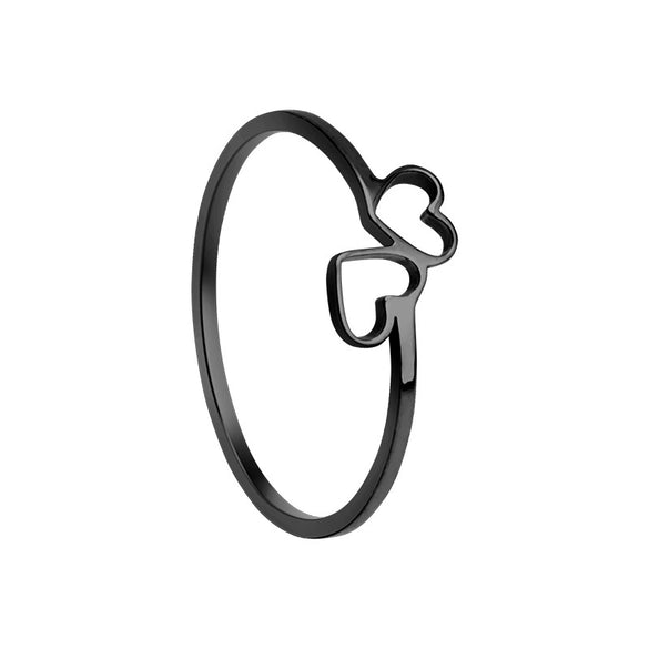 Ring Titanium Steel Heart Cut Out Electroplated Couple Jewelry