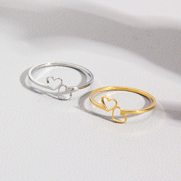 Ring Titanium Steel Heart Cut Out Electroplated Couple Jewelry