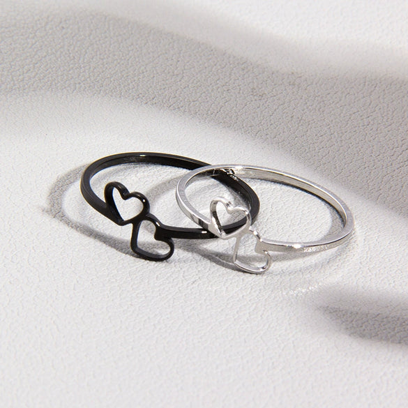 Ring Titanium Steel Heart Cut Out Electroplated Couple Jewelry