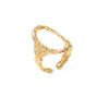 Ring Titanium Steel Hollow Oval Hammered Geometric Electroplated