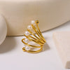 Ring Titanium Steel Natural Freshwater Pearl Geometric Handmade Women's Light Luxury Vintage