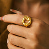Ring Titanium Steel Retro Minimalist Geometric Hollow Open Finger 18K Pvd Electroplated