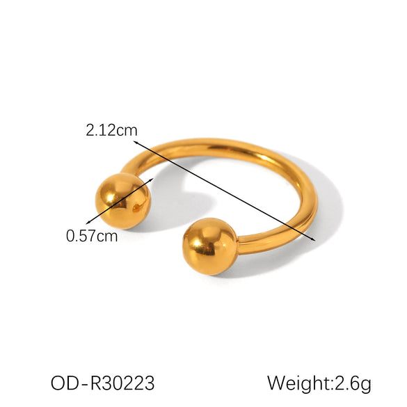 Ring Titanium Steel Stainless Steel Diamond Geometric Spherical Open Electroplating Diamond Vacuum Plating Ins Style