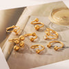 Ring Titanium Steel Stainless Steel Diamond Geometric Spherical Open Electroplating Diamond Vacuum Plating Ins Style